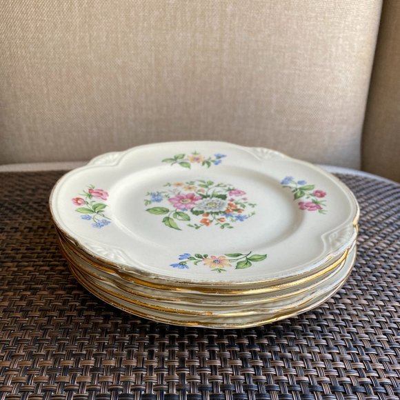 Vintage Homer Laughlin SPRINGTIME, Virginia Rose Shape, Set of 5 Dessert 6 1/2" - Picture 6 of 8